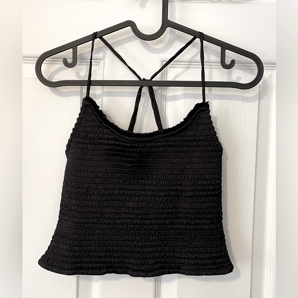 INTIMATELY FREE PEOPLE Black Smock Crop Top Size SP